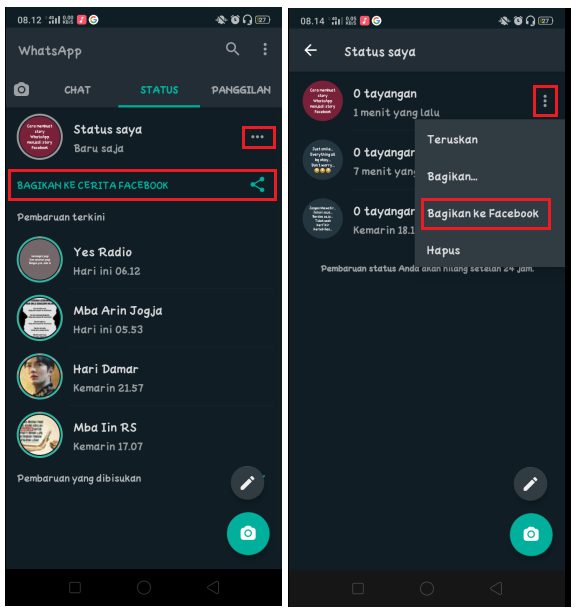 Cara Membuat Story WhatsApp Menjadi Story Facebook