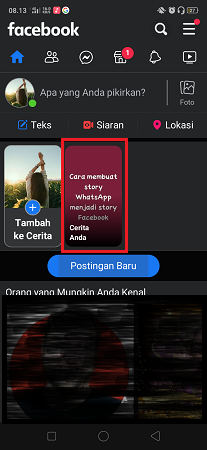 Cara Membuat Story WhatsApp Menjadi Story Facebook