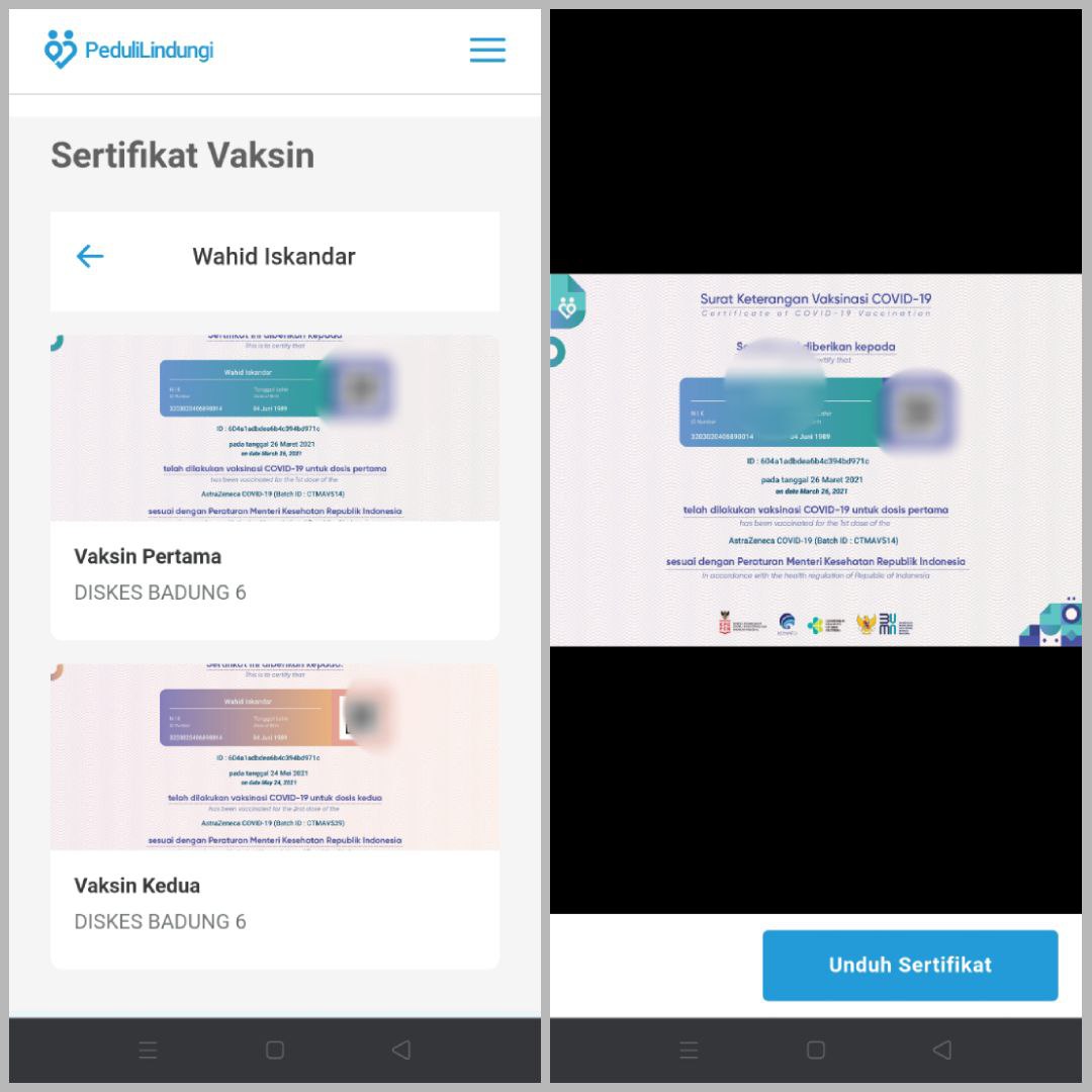 Cara Download Sertifikat Vaksin di Situs PedluiLindungi