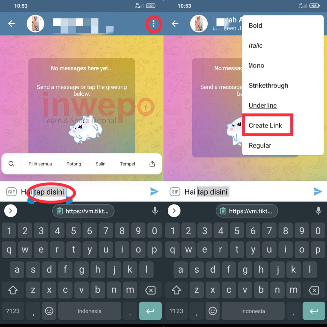 Cara Membuat Hyperlink Atau mempersingkat link di Telegram