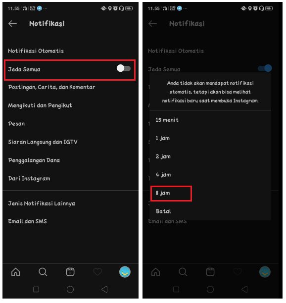 Cara Mematikan Sementara Notifikasi di Instagram