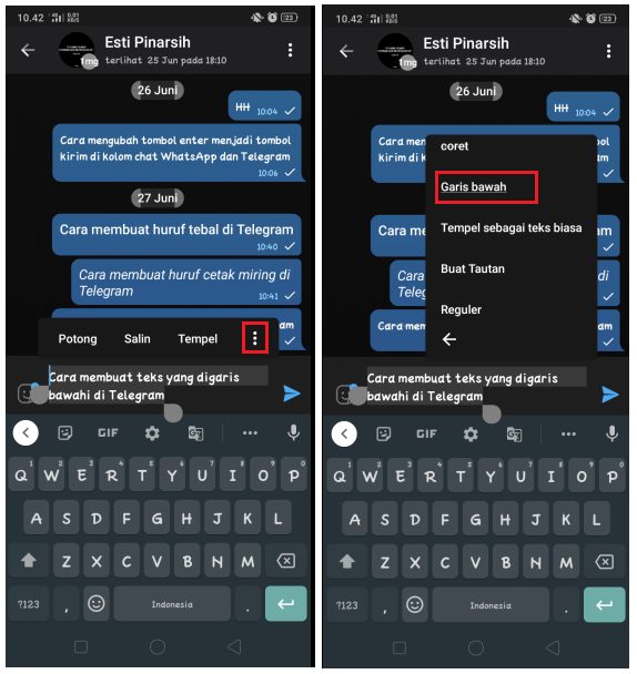 Cara Membuat Tulisan Tebal, Miring dan Dicoret di Telegram