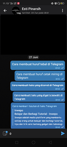 Cara Membuat Tulisan Tebal, Miring dan Dicoret di Telegram