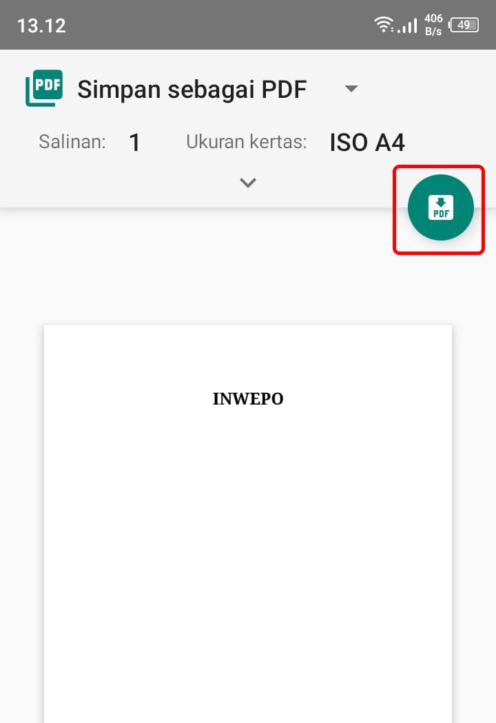 6. selanjutnya, kita juga bisa mengatur ukuran kertas dan pengaturan lainnya dari dokumen pdf tersebut dengan menekan tombol panah, seperti gambar berikut ini