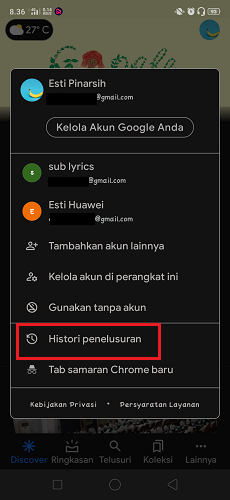 Cara Mencari History Penelusuran Google Bedasarkan Tanggal di Android