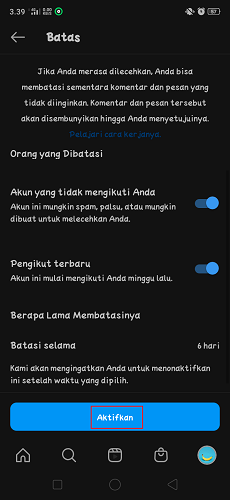 Cara Aktifkan Fitur Batas di Aplikasi Instagram