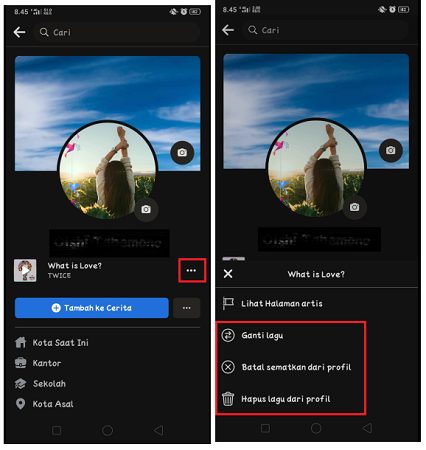 Cara Menampilkan Profile Musik di Facebook Android