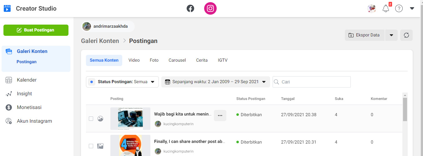 Cara Jadwalkan Otomatis Postingan Instagram Di Creator Studio