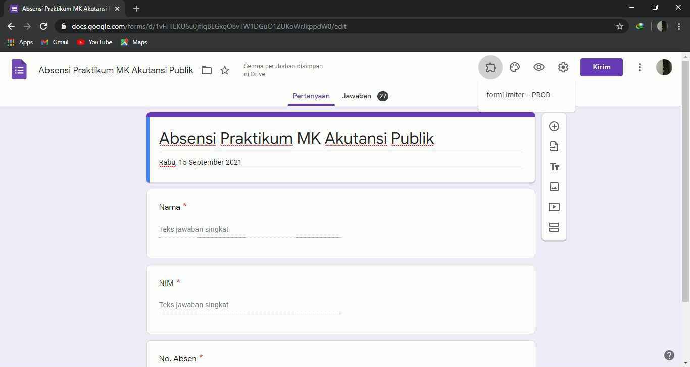 Cara Mengatur Batasan Waktu di Google Form