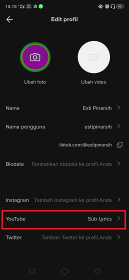 Cara Menampilkan Ikon YouTube di Profile Akun Tik Tok