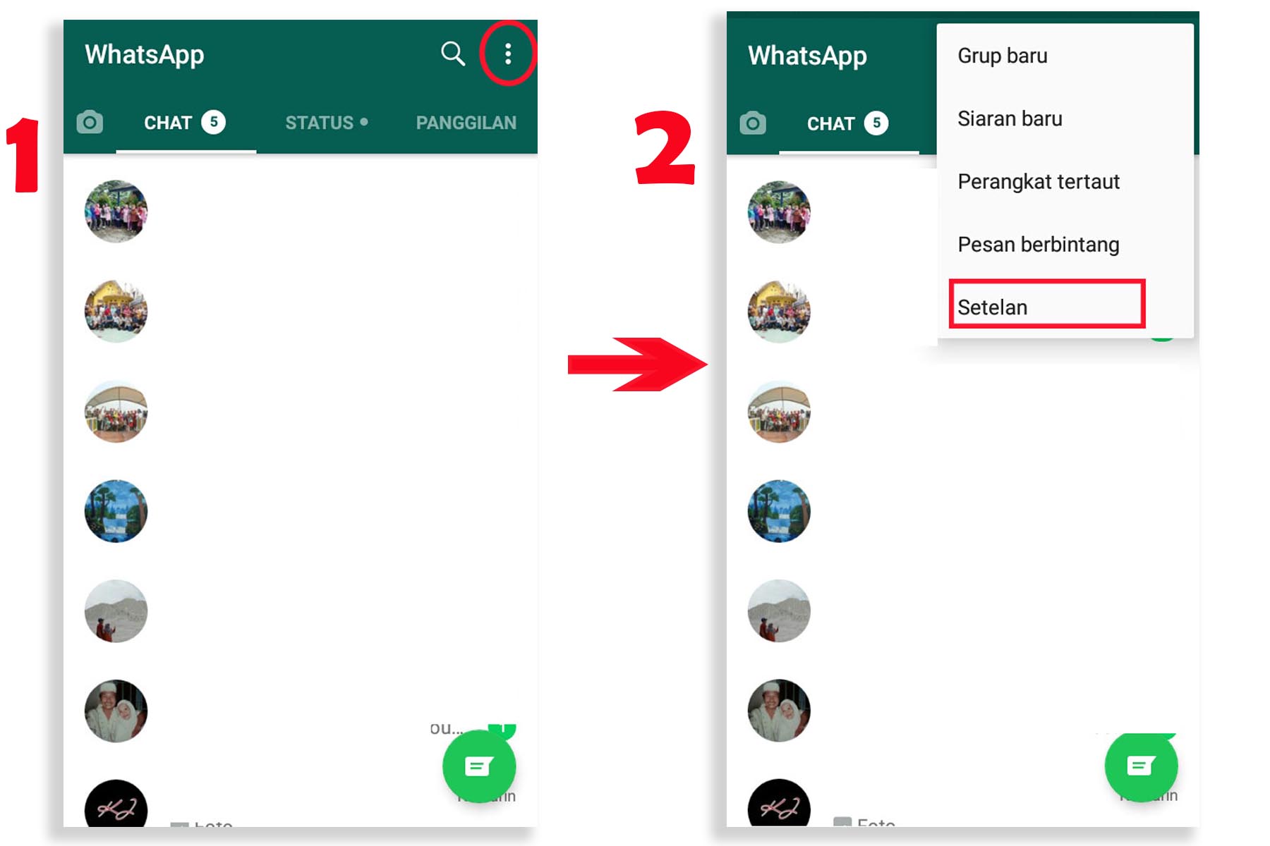 Masuk ke menu setelan whatsapp