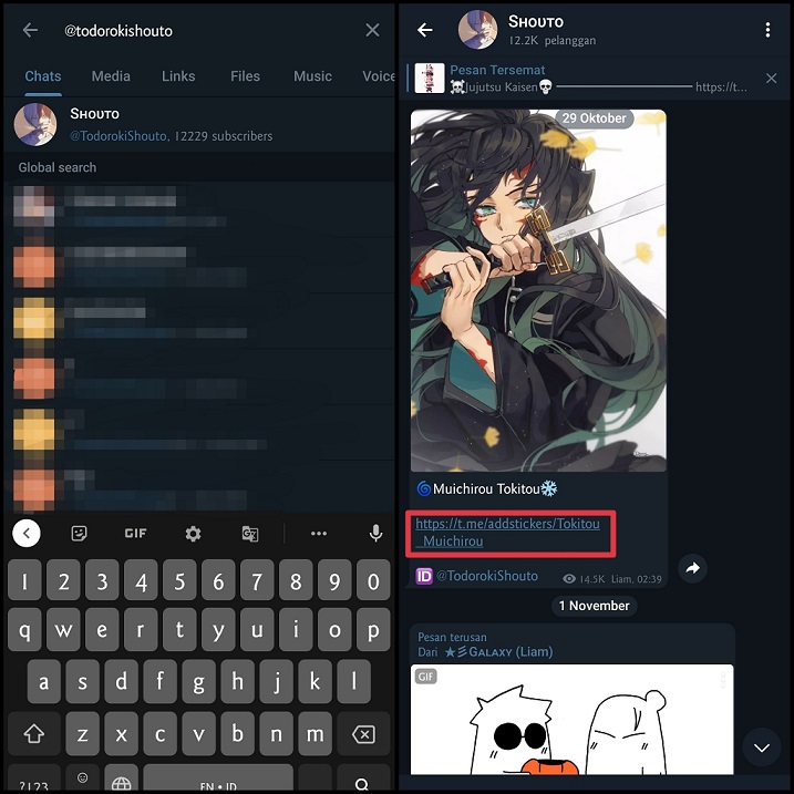 Cara Menambahkan Stiker Anime di Telegram