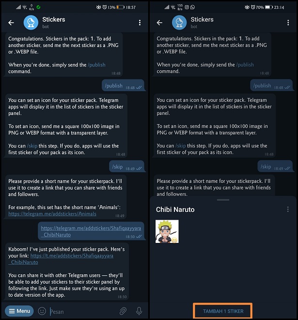 Cara Menambahkan Stiker Anime di Telegram