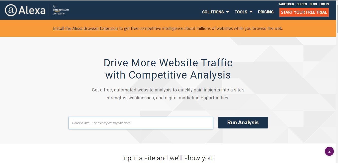 cek peringkat website di alexa