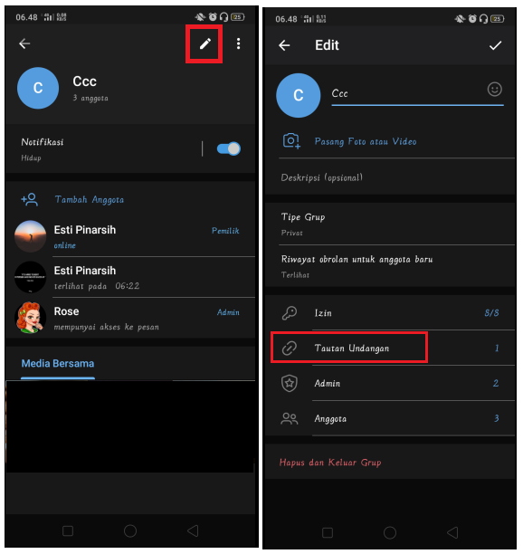Cara Membuat Tautan Undangan Grup Telegram 2