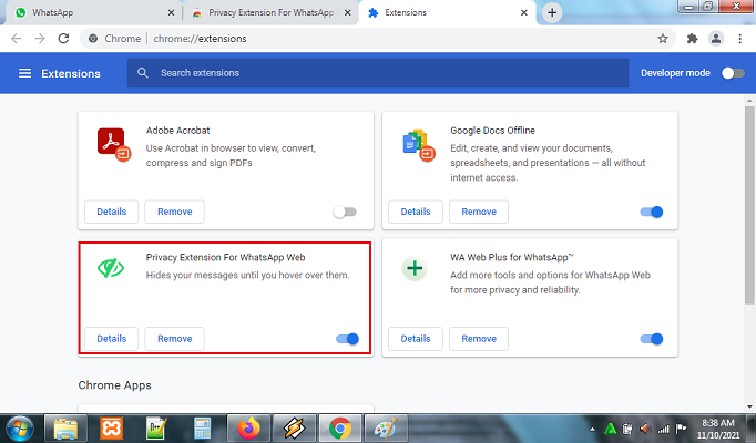 Aktifkan extension chrome