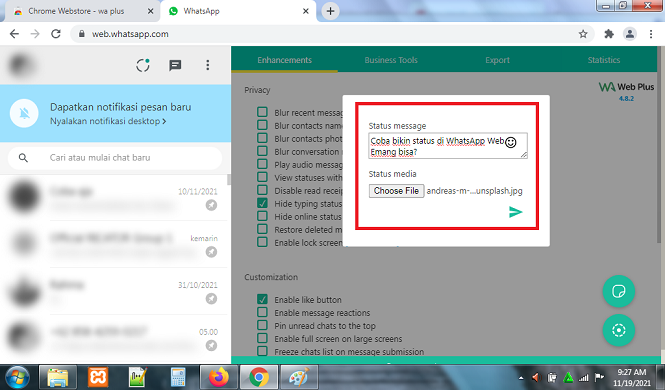 Cara Membuat Status di WhatsApp Web 4