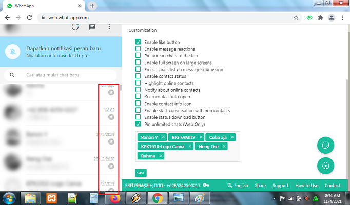 Cara Pin Banyak Kontak di WhatsApp Web 6