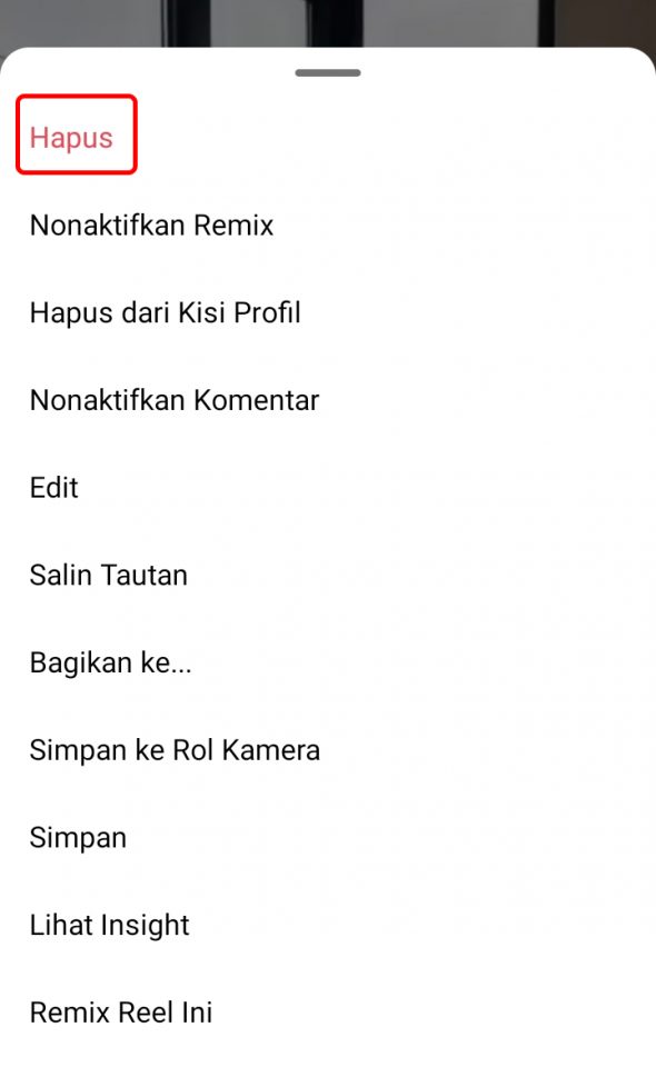 Cara Hapus Video Reels Instagram
