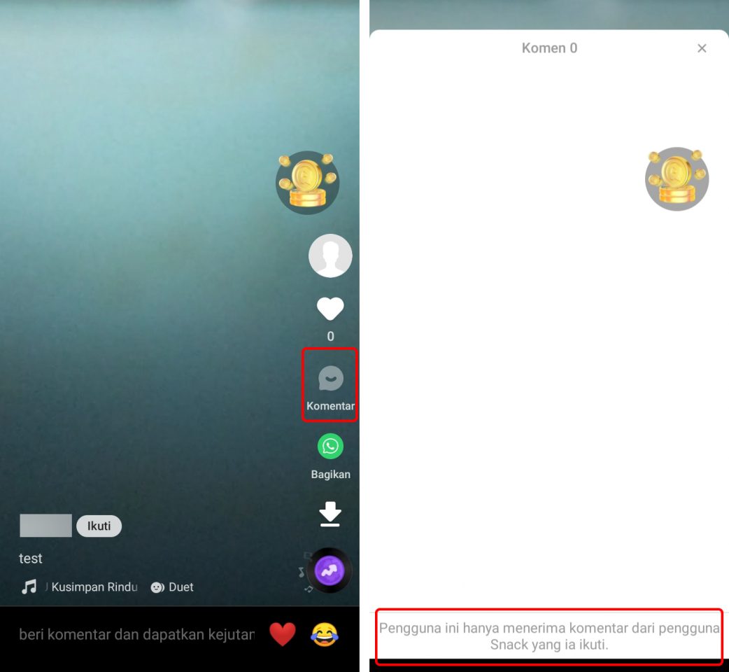 Cara Menonaktifkan Komentar Dari Orang Asing di Snack Video