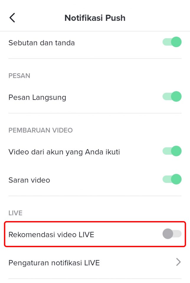 Cara Menonaktifkan Notifikasi Live TikTok Orang Lain
