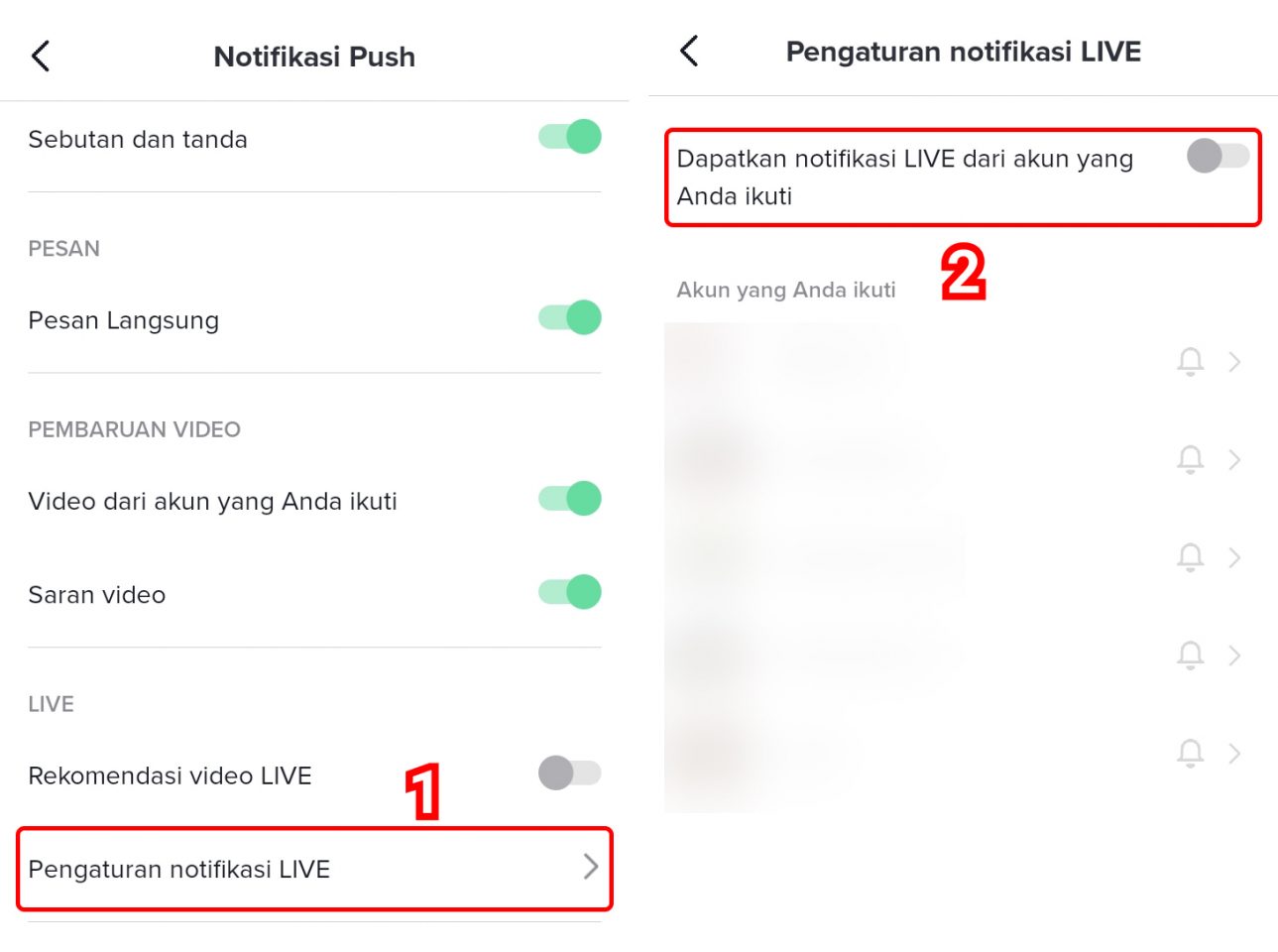 Cara Menonaktifkan Notifikasi Live TikTok Orang Lain