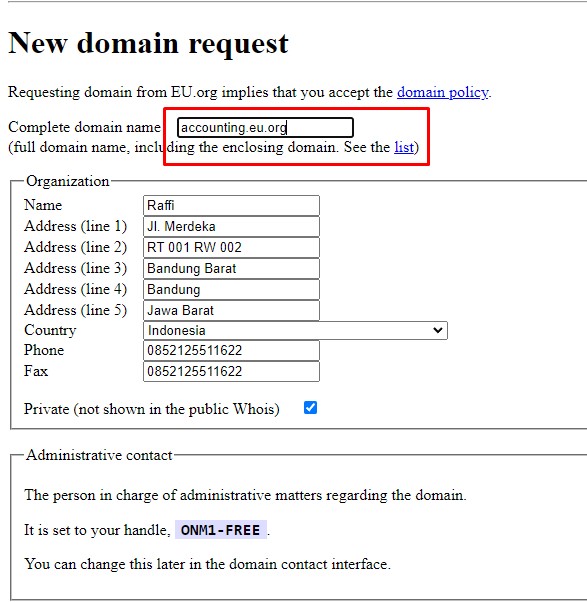 Cara Mendapatkan Domain .eu.org Secara Gratis 2