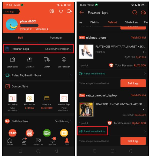 Cara Melihat Foto Penerima Paket Shopee