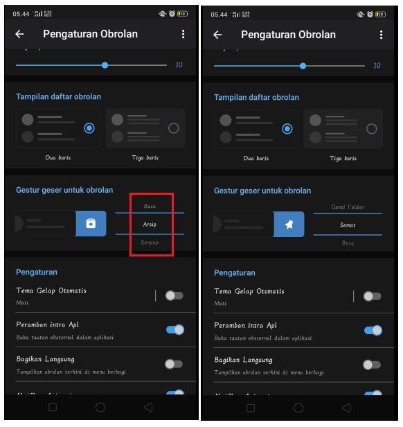 Pengaturan obrolan Telegram