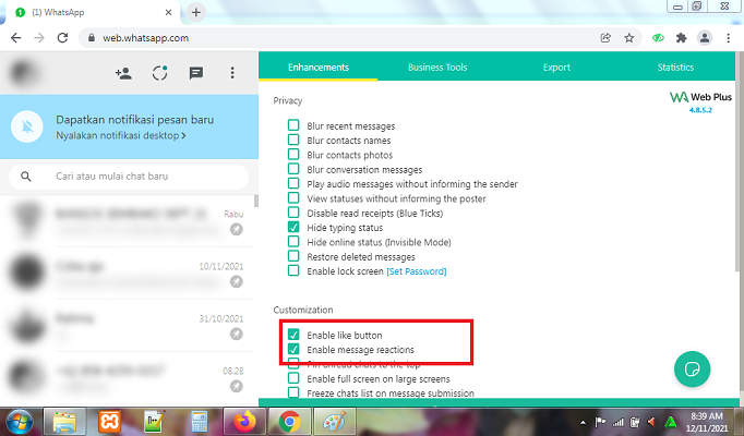 Cara Menampilkan Like Button dan Emoji Reaction di WhatsApp Web