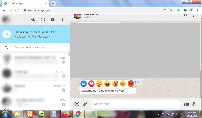 Cara Menampilkan Like Button dan Emoji Reaction di WhatsApp Web
