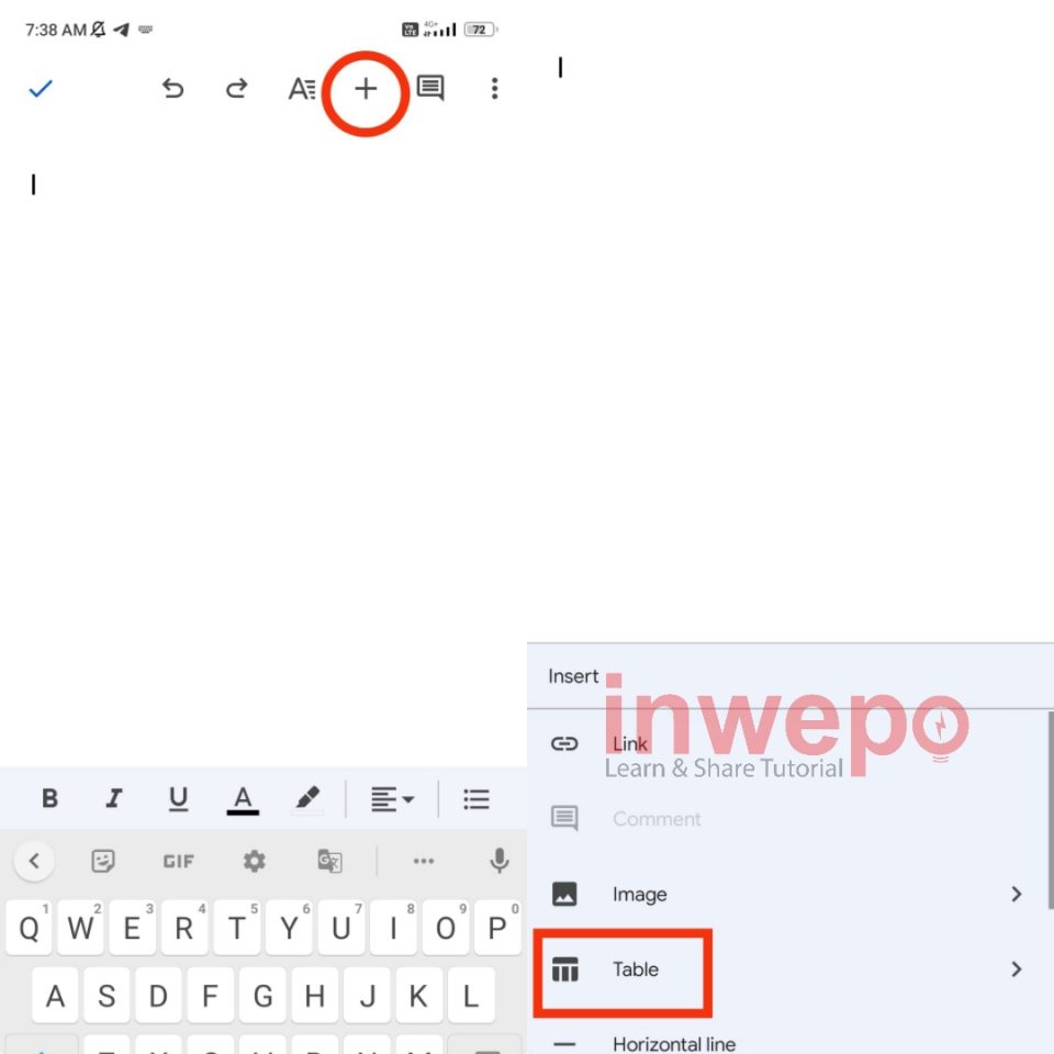 Cara Membuat Tabel di Word Android