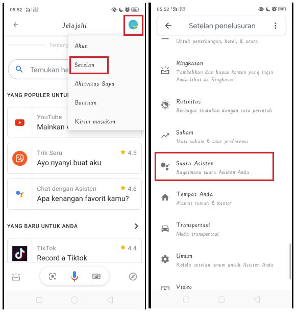 Google Asisten Setting