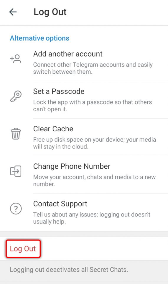 Cara Keluar / Logout Akun Telegram di HP 4