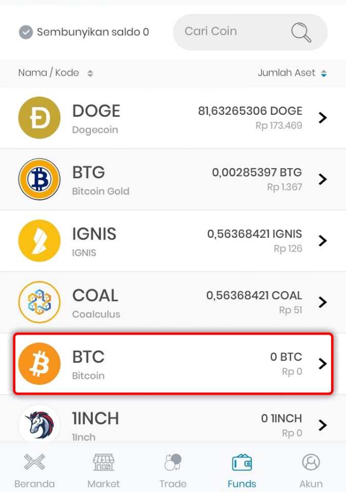 Cara Melihat Alamat / Address Wallet Cryptocurrency di aplikasi Indodax