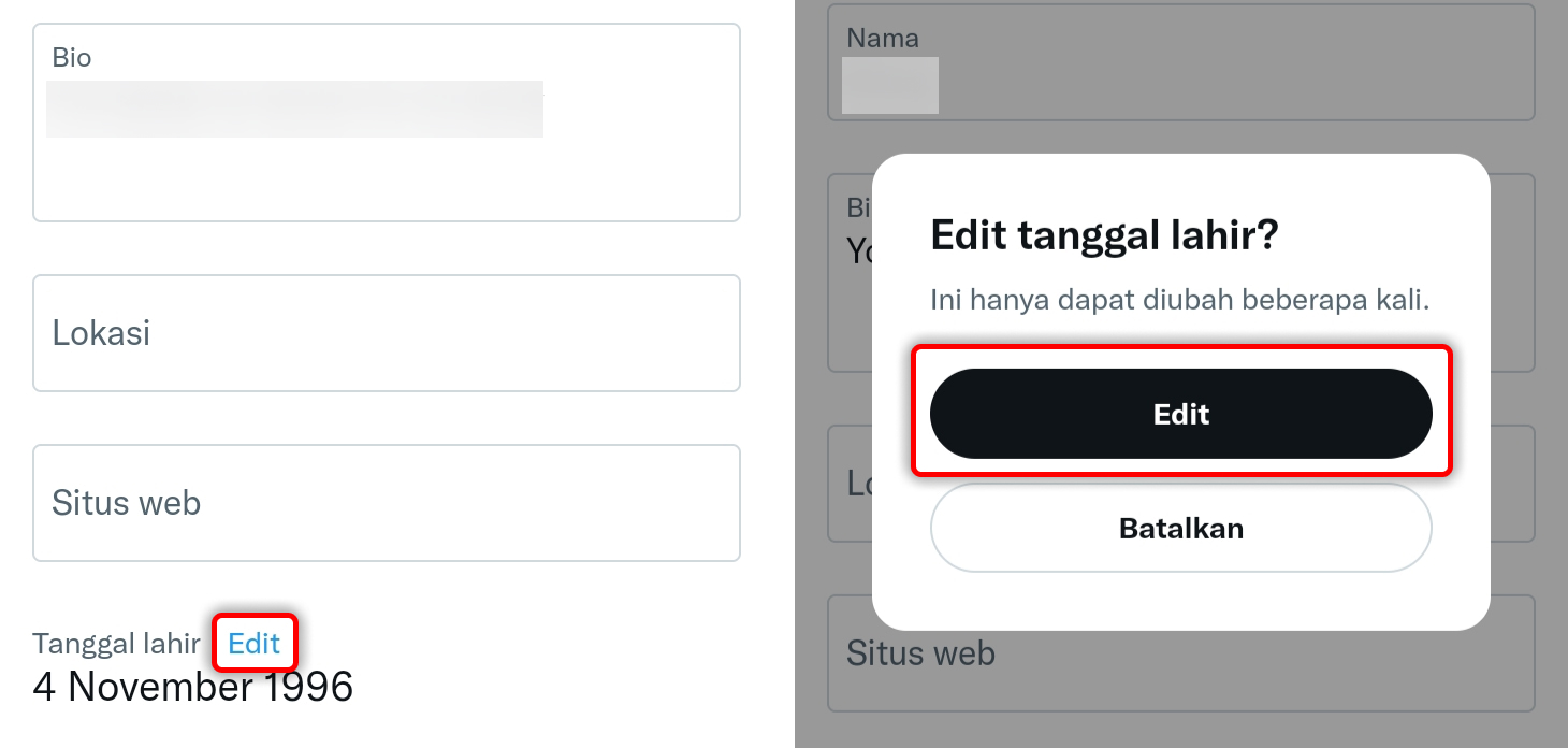 Cara Menyembunyikan Tanggal Lahir di Twitter