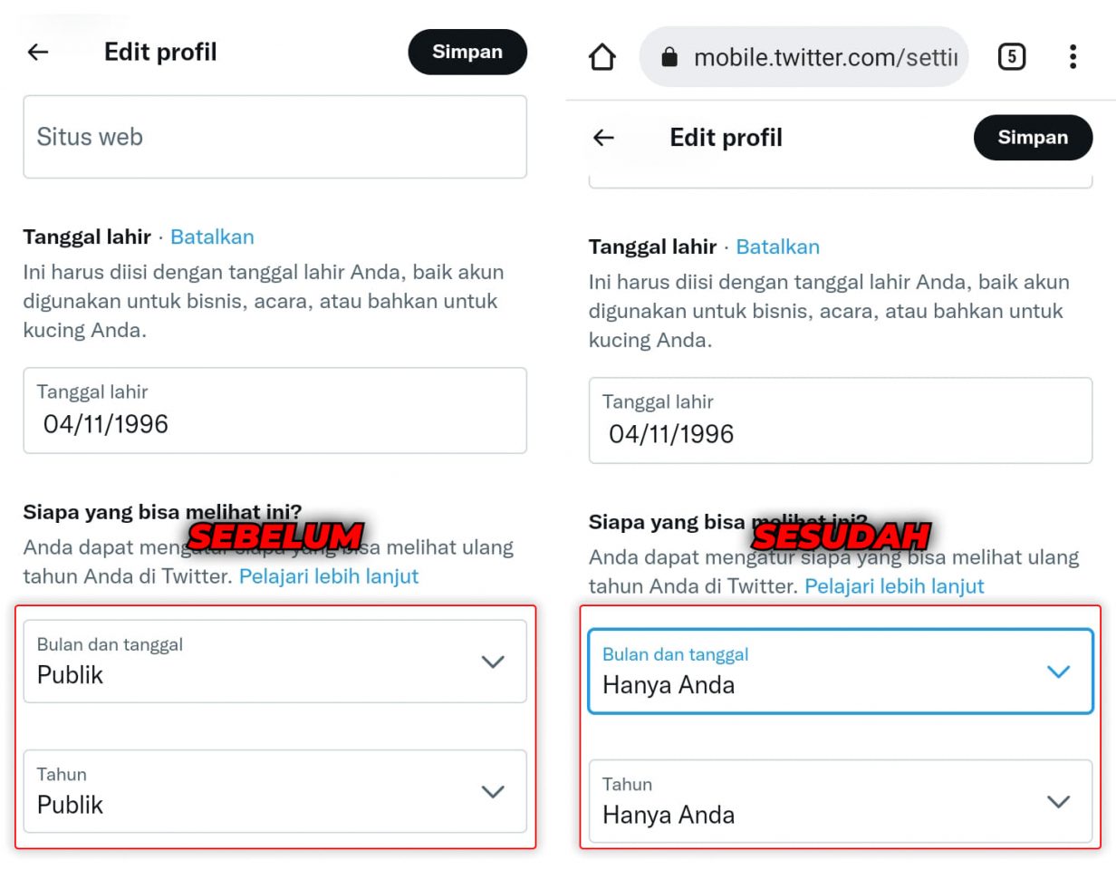Cara Menyembunyikan Tanggal Lahir di Twitter