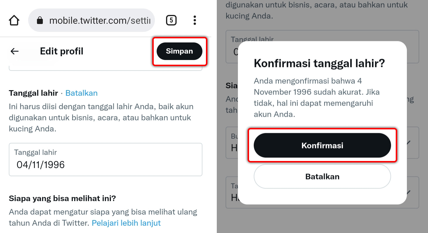 Cara Menyembunyikan Tanggal Lahir di Twitter
