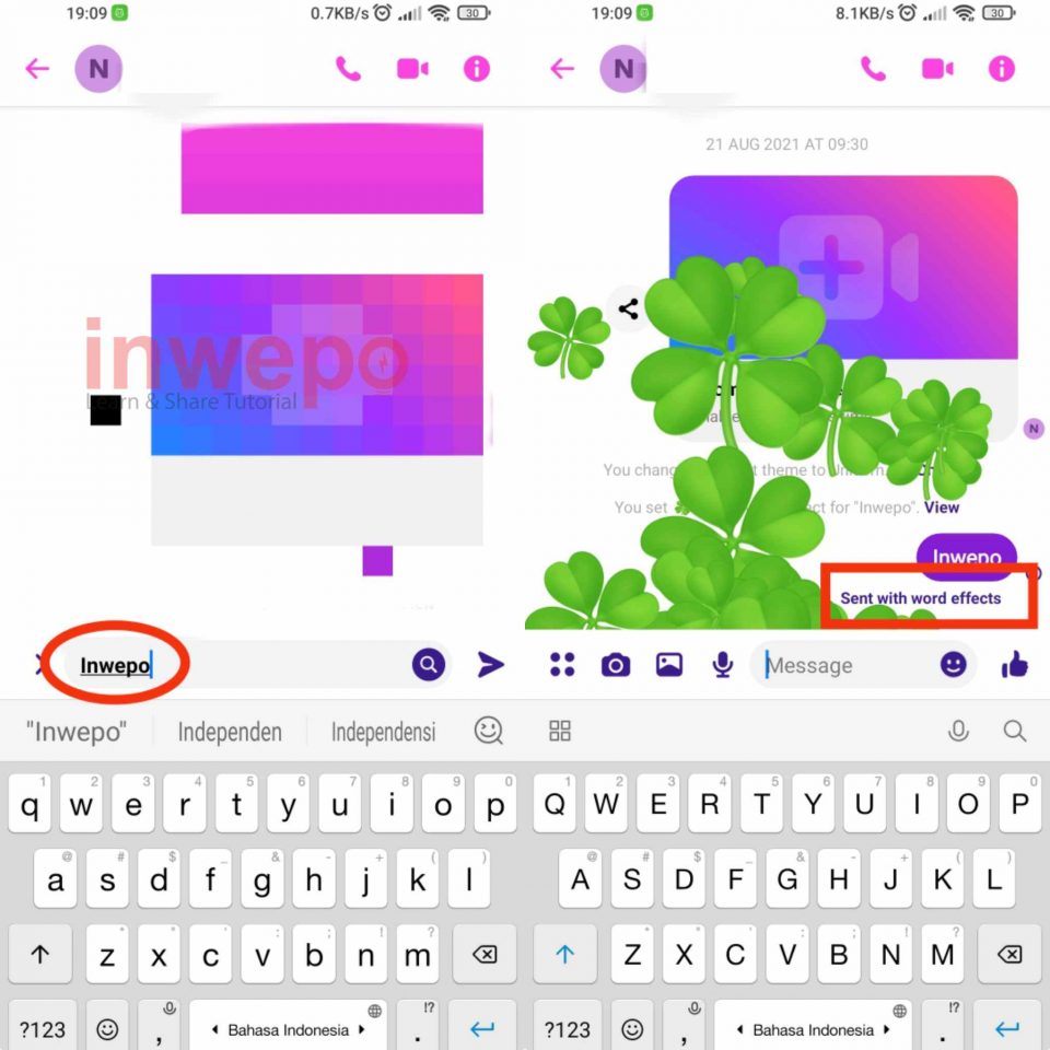 Cara Menggunakan Fitur Word Effect Messenger di Android