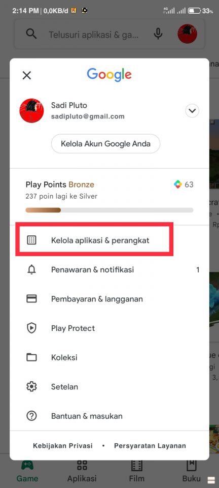 kelola aplikasi dan perangkat