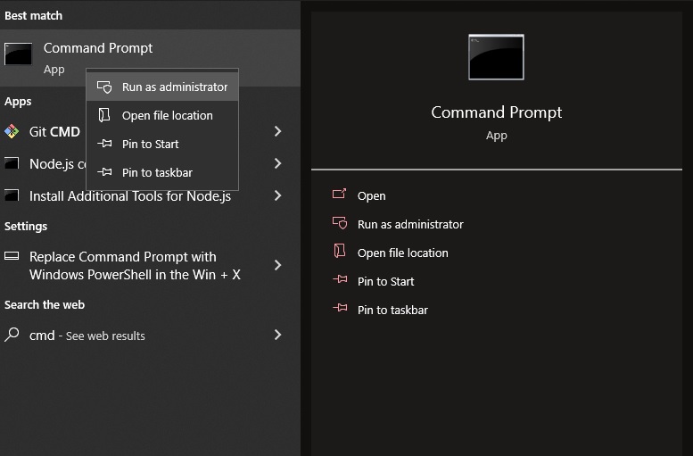 Menjalankan CMD sebagai Admin
