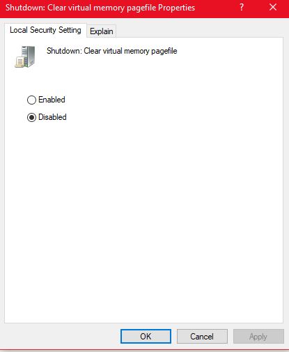 Shutdown Clear Virtual Memory
