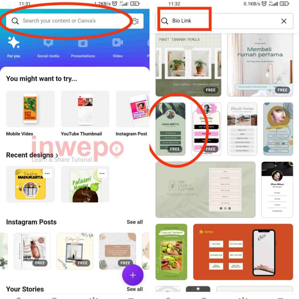Cara Membuat Bio link dengan Canva Android