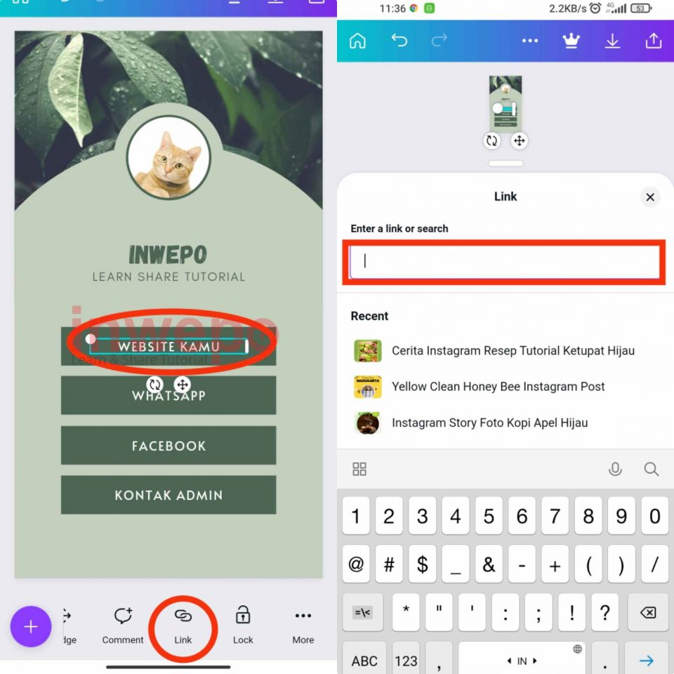 Cara Membuat Bio link dengan Canva Android 3