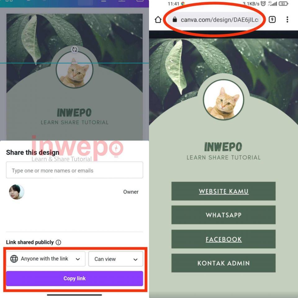 Cara Membuat Bio link dengan Canva Android 5