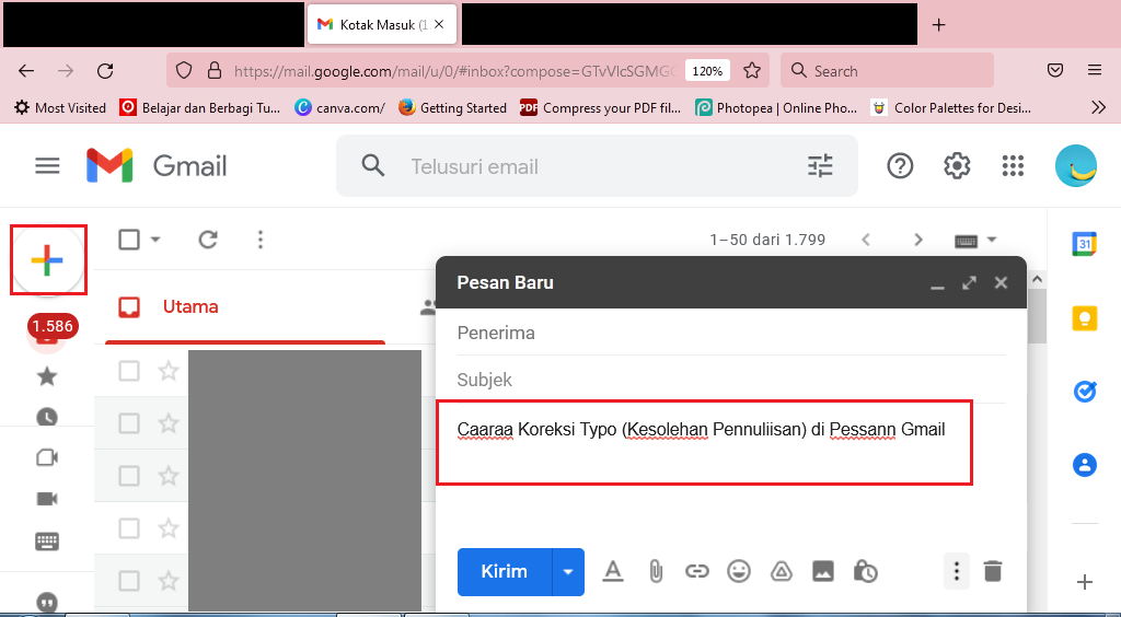 Cara Koreksi Typo Kesalahan Penulisan di Pesan Gmail
