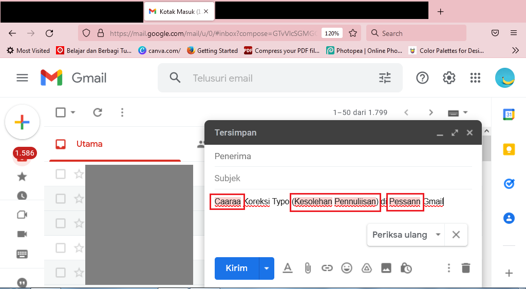 Cara Koreksi Typo Kesalahan Penulisan di Pesan Gmail
