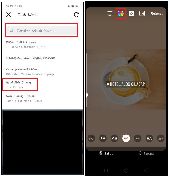 Cara Memberi Warna Link Lokasi di Stories Instagram 3