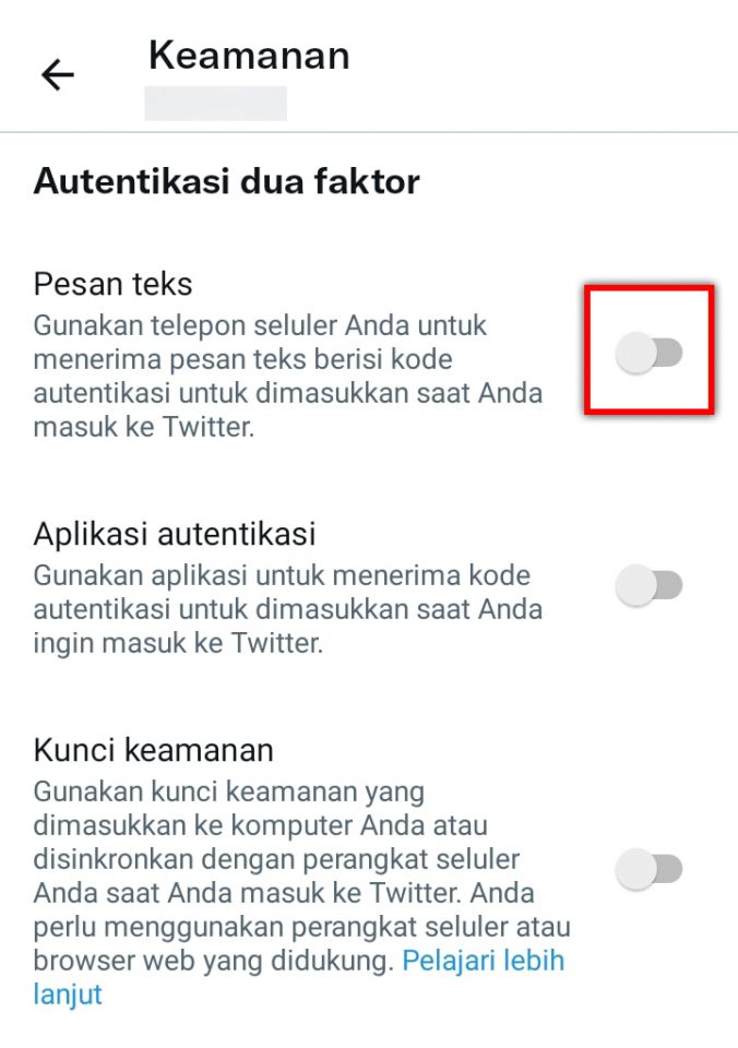Cara mengaktifkan Verifikasi Dua Langkah di Twitter