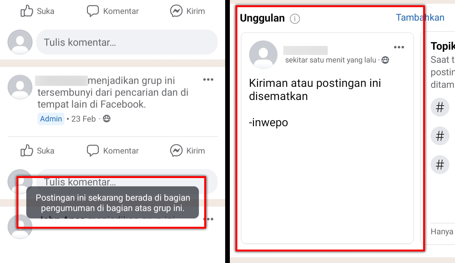 Cara Menyematkan Kiriman di Grup Facebook